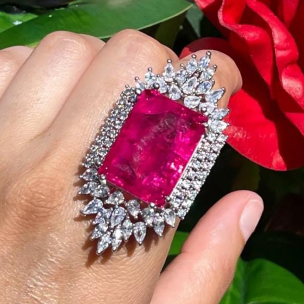 Fabulous 18KT W/G Plated RUBY Necklace & Ring Royalty Set - 👑👑👑👑👑 - WOW..